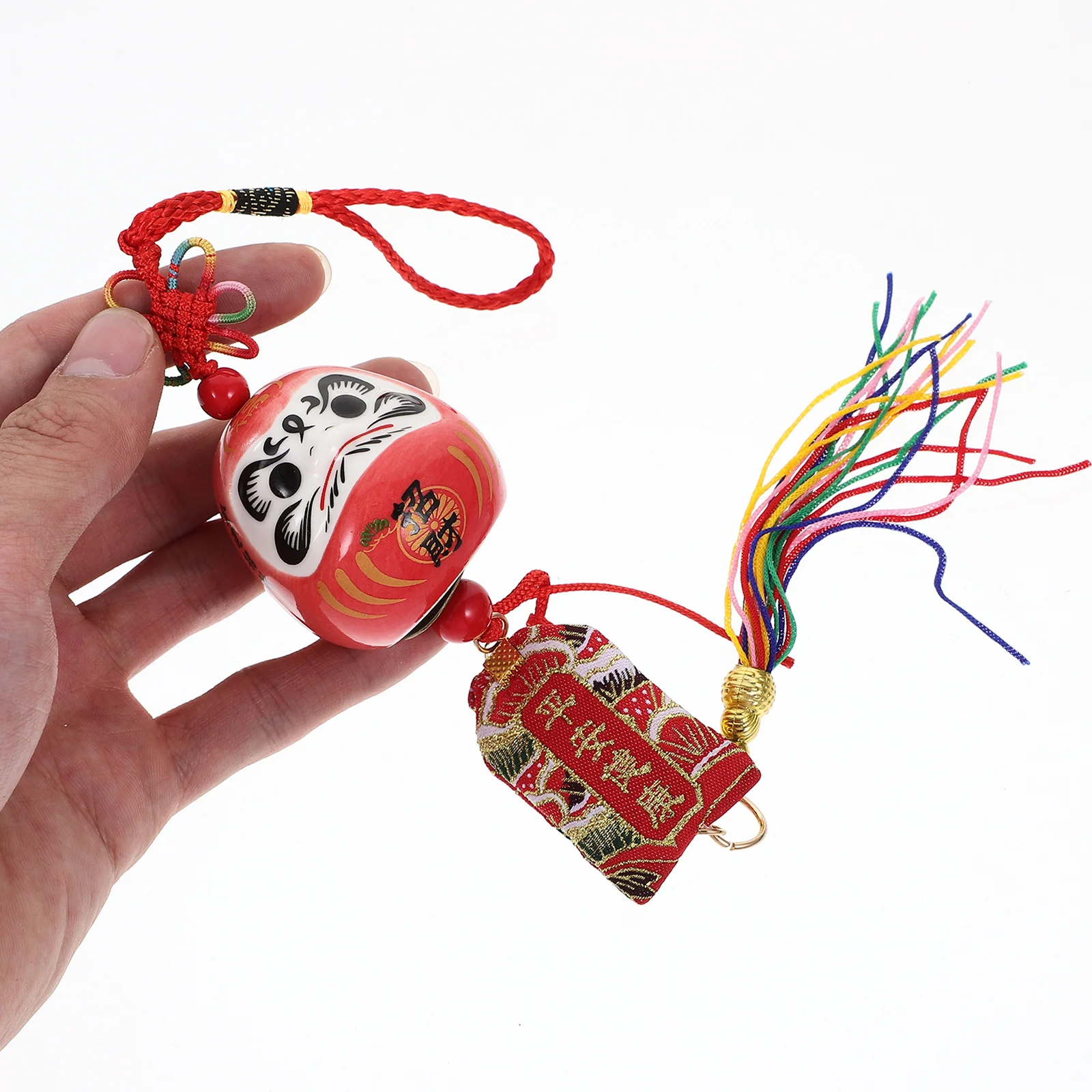 

Exquisite Statue Hanging Charm Retro Japanese Style Ceramic Wind Chime for Home Car Decor Pendant Gift Idea