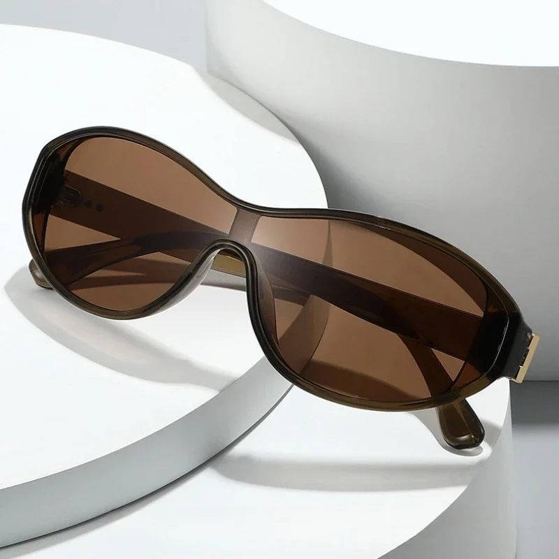 Unisex Fashion Sports Oversized Frame UV400 Surround Sunglasses Trendy Street Style Anti-UV High Quality Ultralight Sun Eyewear