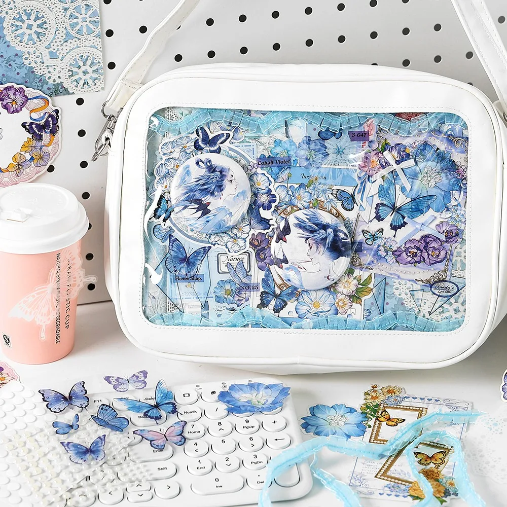 Paper Stickers DIY Itabag Insert Material Retro Flower Itabag Decor DIY Material Creative Colorful