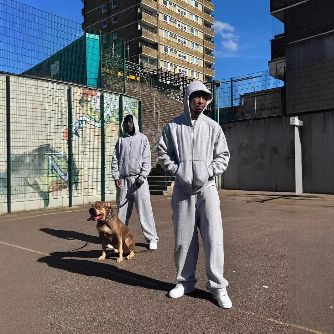 

High Quali American Hip Hop Street Dance Hoodie Jaet Loose Sports Set Straight Leg Sweatpants Men's Casual Cotton Coat
