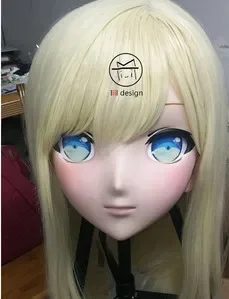 (LiLi Mask-61) Sweet Girl Resin Head Mask Kigurumi Cosplay Japanese Role Play Anime Silicone Kigurumi Mask Crossdresser Doll