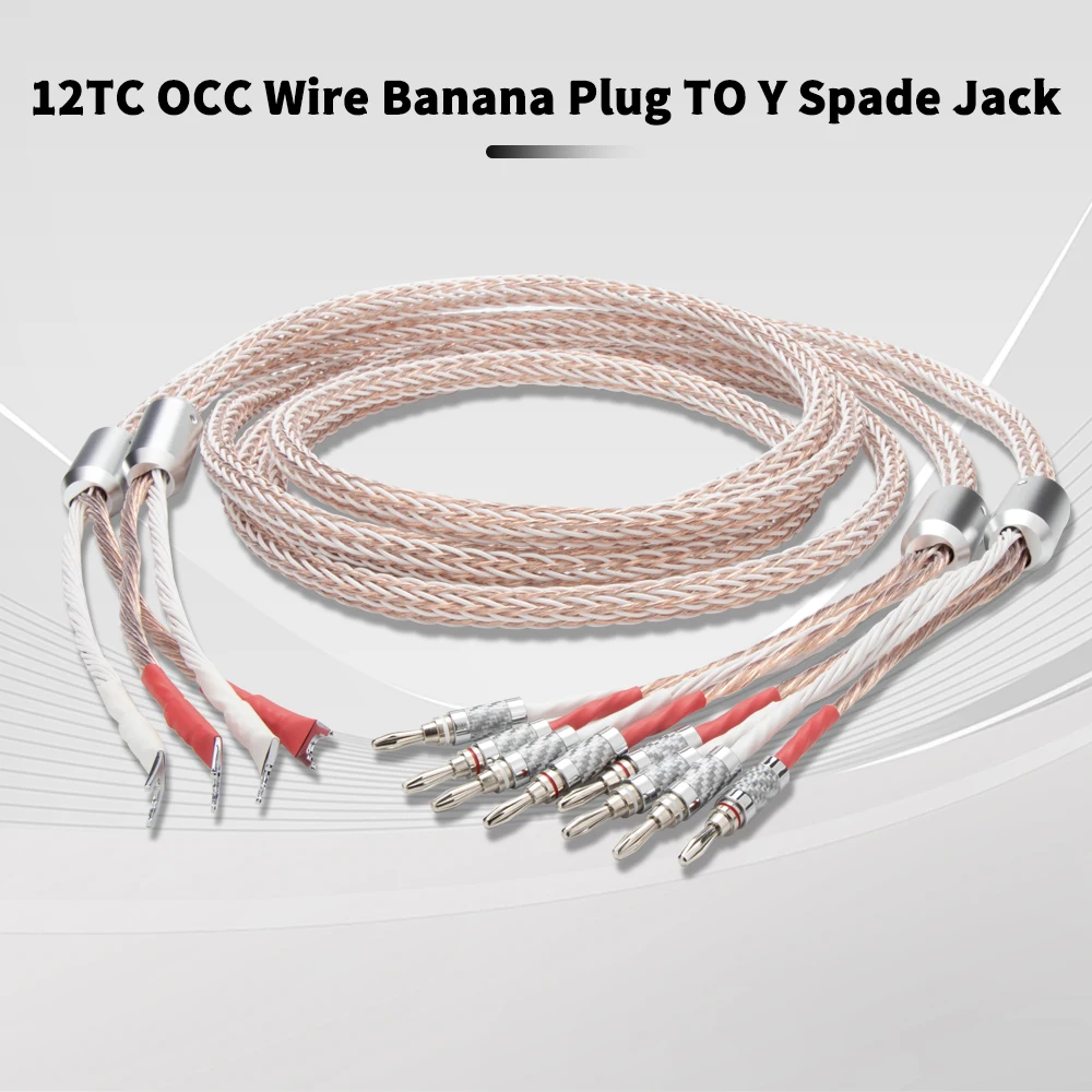 

Premium 12TC OCC Hi-End Speaker Cable with Banana Plugs and Spade Connectors - Teflon Insulated for Superior Sound Quality - Per