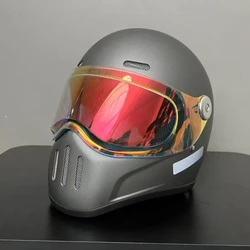 Premium Winter Matte Grey Unisex Full Face Motorcycle Helmet Specific Full Face Helmet with Detachable Visor