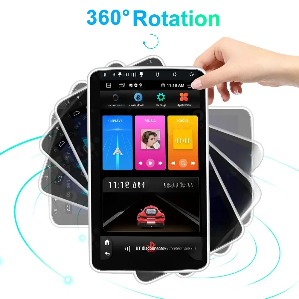 1DIN Car Stereo 9 Inch | 360 Rotation 2+64G Tough Screen CarPlay DVD Player GPS