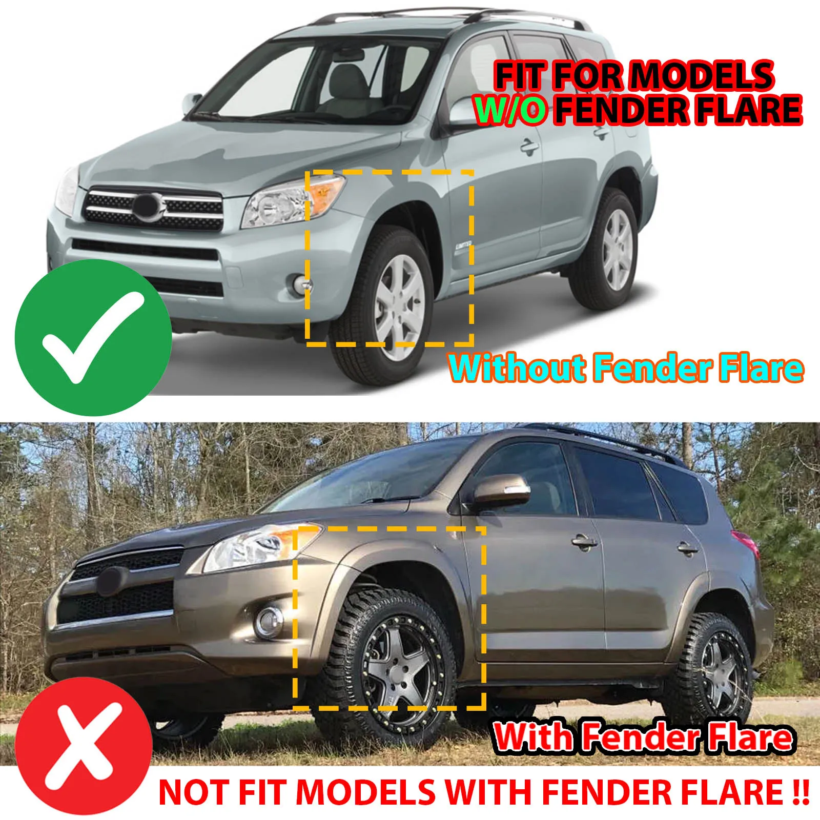 

4 передних и задних брызговика для Toyota RAV4 2006-2012 без расширителей колесных арок