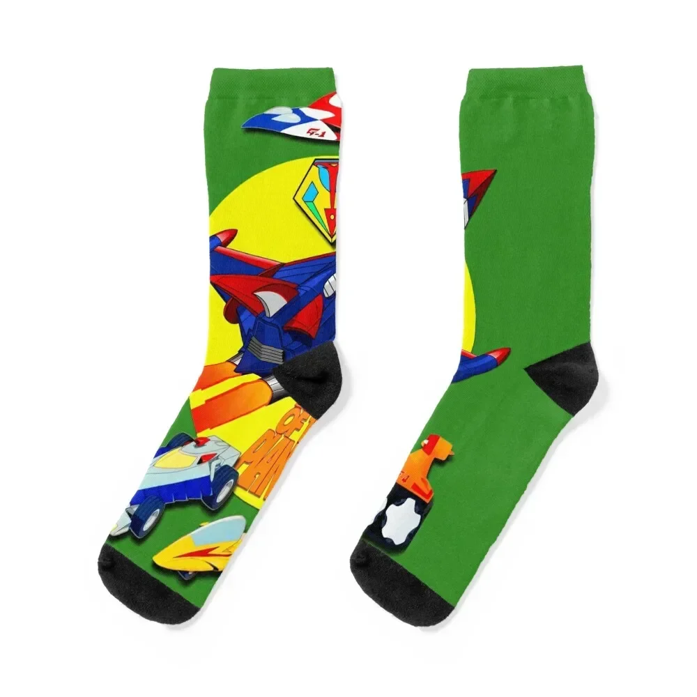 Battle of The Planets Gatchaman Vehicle Logo Socks hip hop Wholesale retro Women's Socks Men's