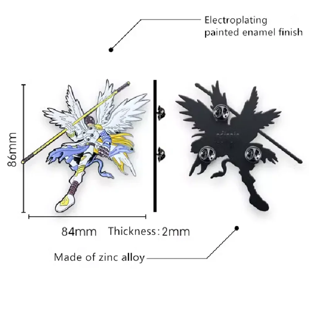 Cartoon Anime Digimon Figure Angemon Painted Pins Badge Brooch Figure Fashion Ornament Pins Brooches on Clothes Accessories Gift