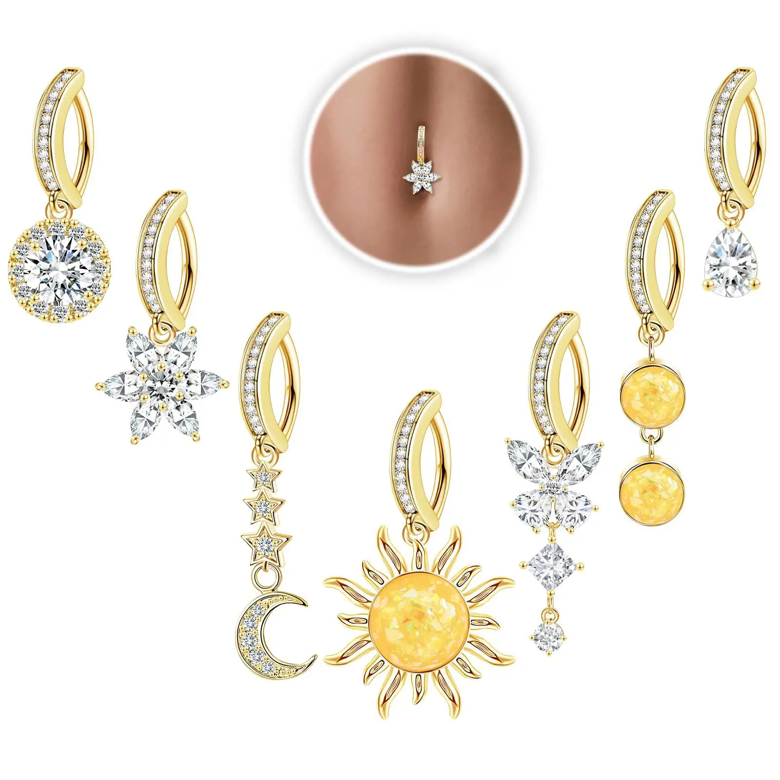 Pink Butterfly Belly Button Piercing Jewelry Women Cz Navel Barbell Fashion Crystal Reverse Curved Belly Rings Piercing Ombligo