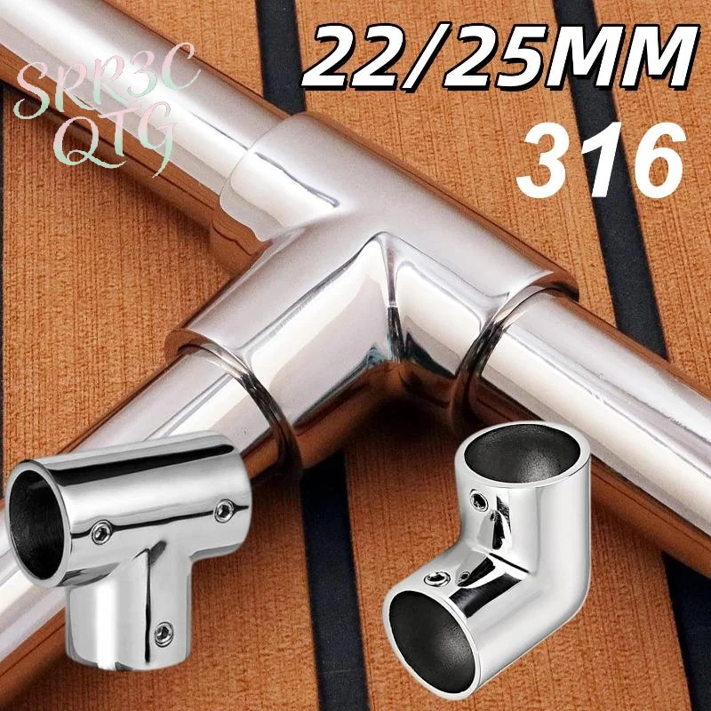 Hot Sale 1Pcs No Rust Outdoor Awning Tube Fastener 22mm 25mm Marine 316 Stainless Steel Tube Pipe Connector Boat Accessories