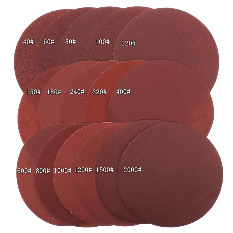 20Pcs 40-2000 Grits Aluminum Oxide Sanding Discs Hook and Loop Sanding Paper Self-adhesive Flocking Sandpaper Abrasive Tools