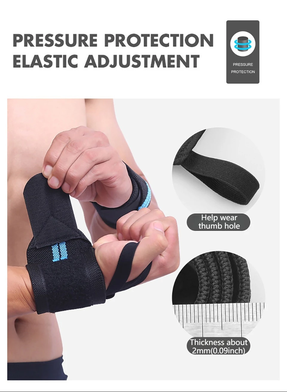 AOLIKES Fitness Handgelenkbandagen Gewichtheben Gym Handgelenkstützen Cross-Training Gepolsterte Daumenbandage Krafttraining Handunterstützung Handgelenkband – Detail 9