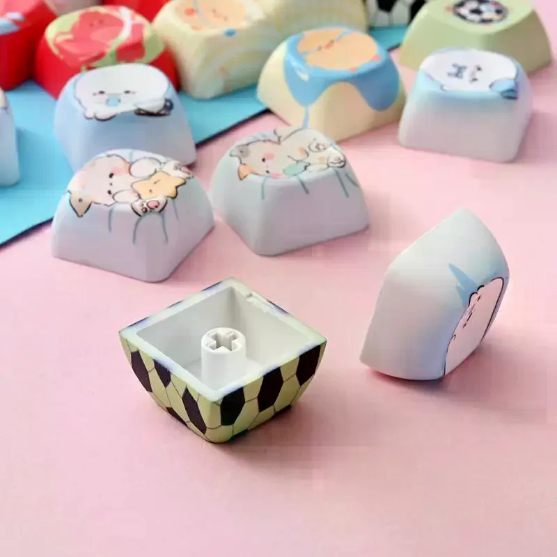 PCS Creative Dye Sublimation Keyboard Keycap Accessories Cute Animal Stress Relief Keyboard Hats 10