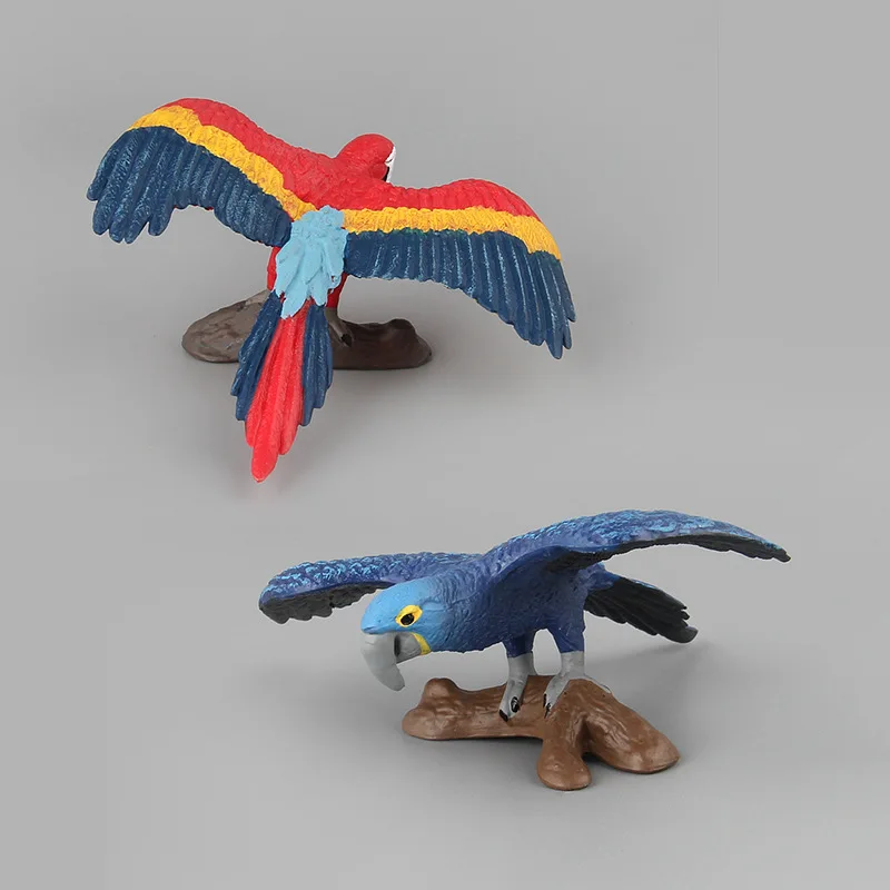 6pcs/set Simulation Animal Model Toy Bird Parrot Macaw Doll Ornament Plastic Animals Toys Action Figure Table Decoration