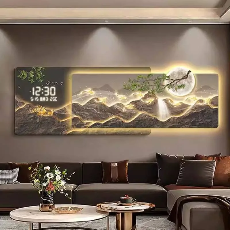 Upgrade Night Light Wall Clock Fashion Unique Big Nordic Modern Digital Clock Living Room Design Horloge Murale Room Decorations