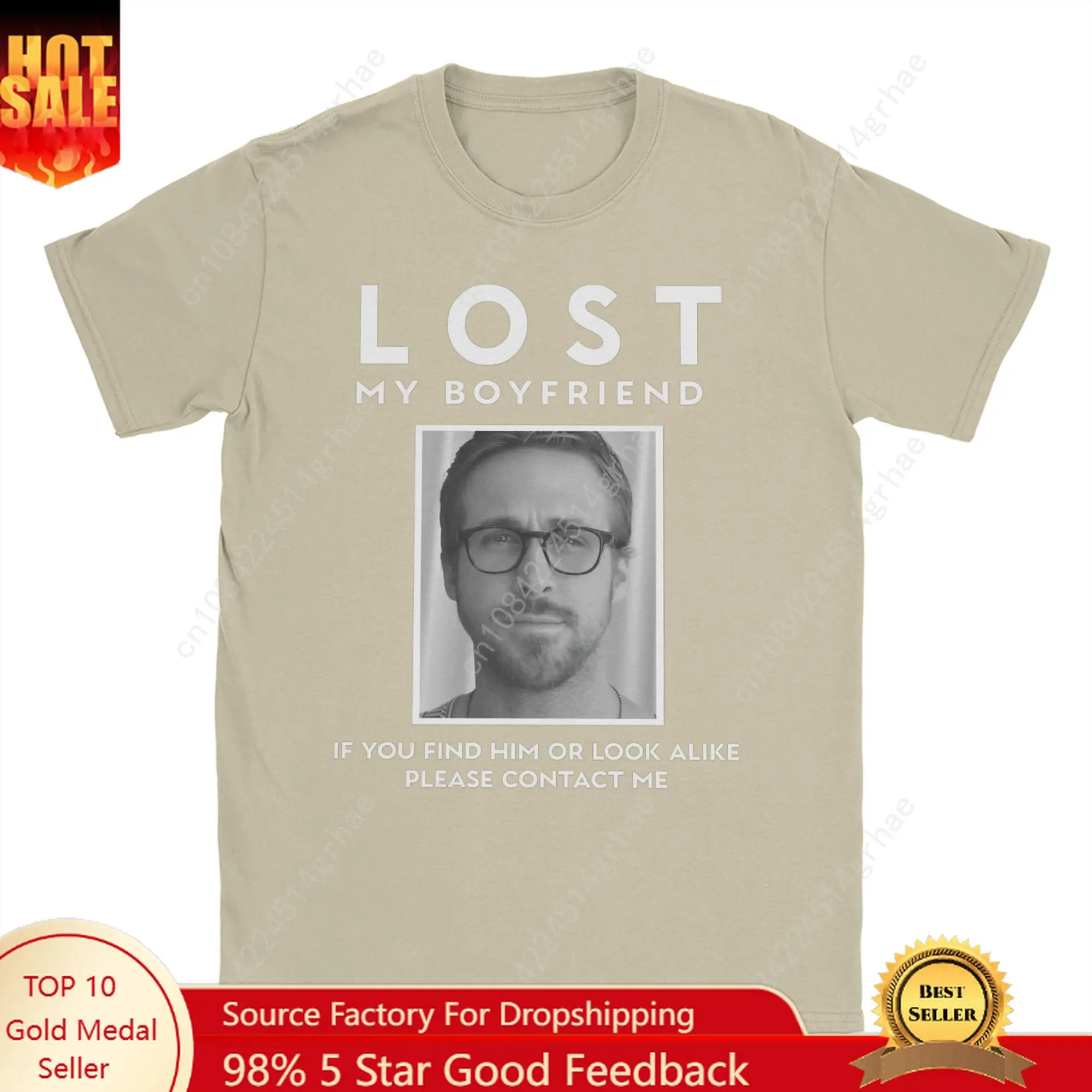 

LOST MY BOYFRIEND T Shirt Beach Ryan Gosling Cotton T-Shirts For Men Leisure Custom DIY Tee Shirt Short Sleeve Y2K Funny Tops