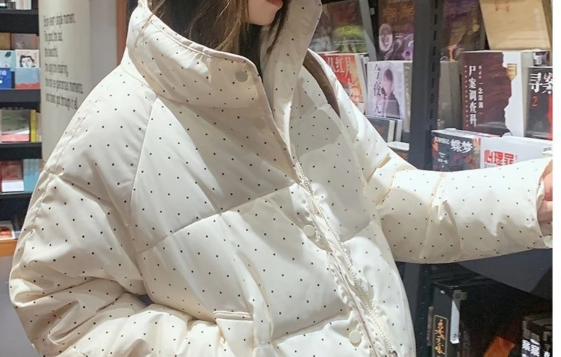Standing Collar Down Cotton Jacket for Women's Winter New Style, Small and Warm, Thick and Short Jacket