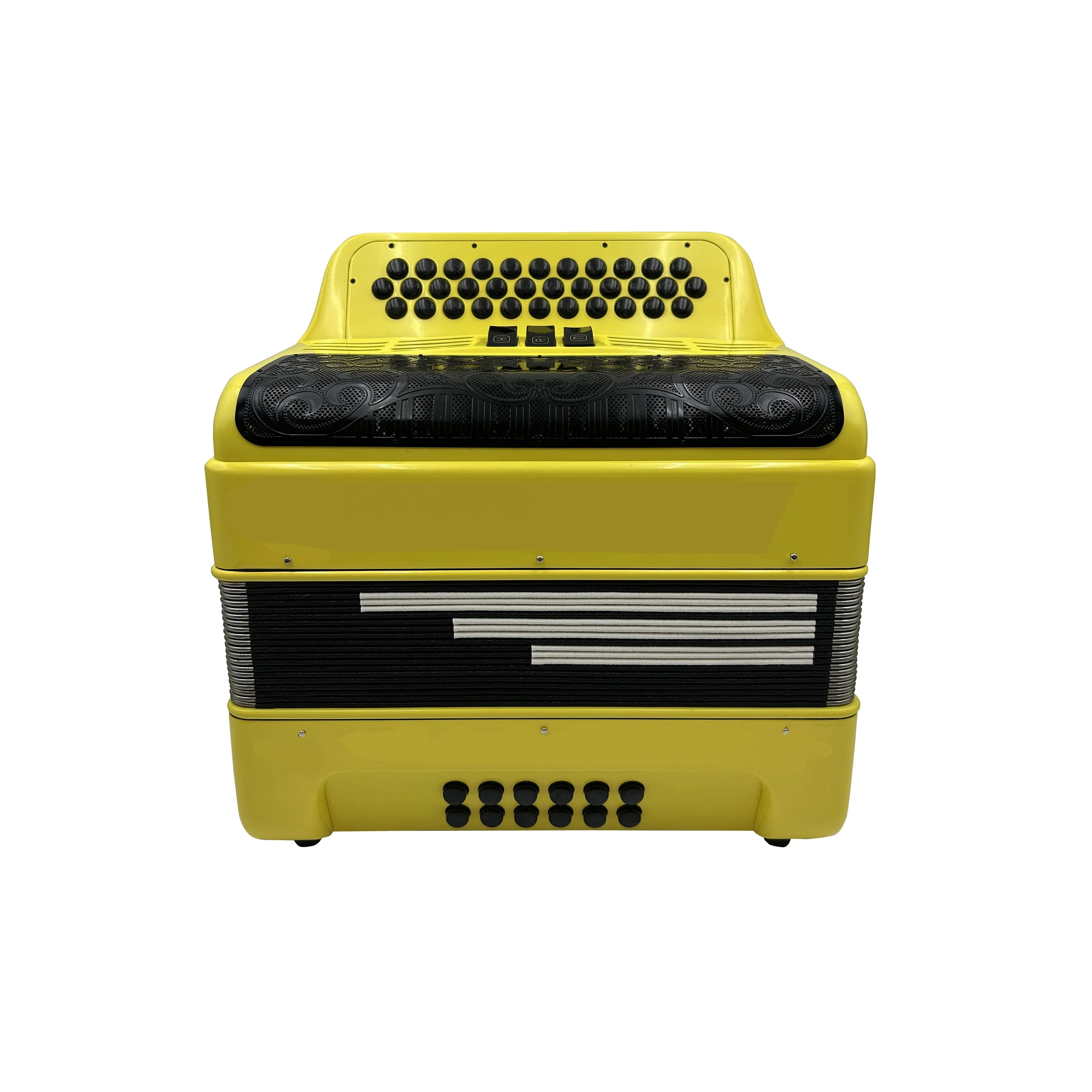 SEASOUND Professional 12-Bass 3-Register Yellow Accordion 34-Button Black Grill Buttons Diatonic Wood Instrument OEM JB3412C