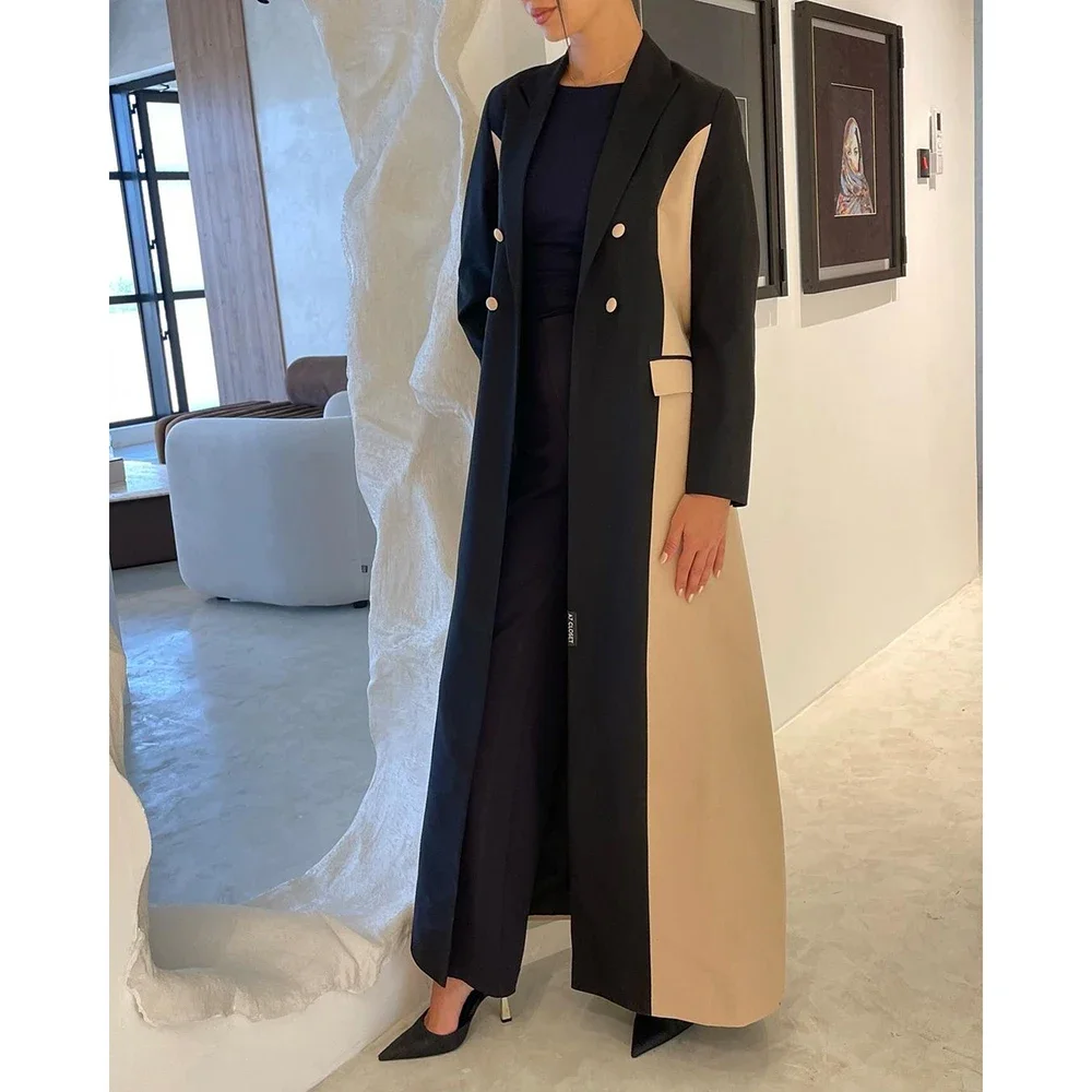 Luxury Muslim Abaya Blazer Double Breasted Peak Lapel Long Jacket 1 Piece Formal Business Fashion Party Office Lady Outfit Suits