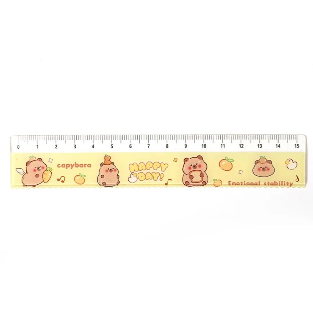 4pcs/set Creative Acrylic Capybara Set of Rulers Office Supplies Drawing Tools Straight Ruler Cute Cartoon Protractor