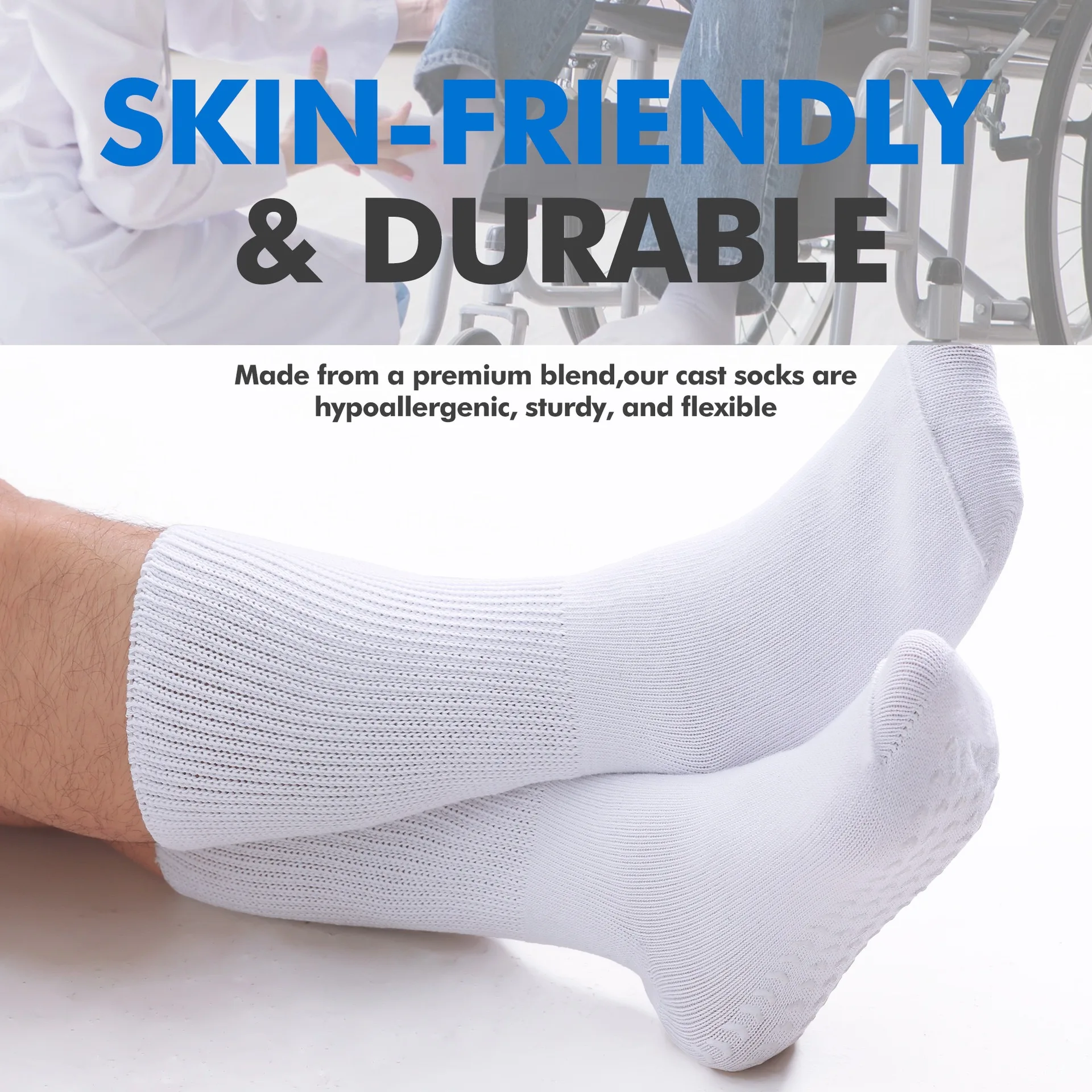 Unisex Anti-Slip Oversized Extra Wide Diabetic Socks Bariatric Gripper Socks with Good Elasticity for Swollen Feet Women\'s Men\'s