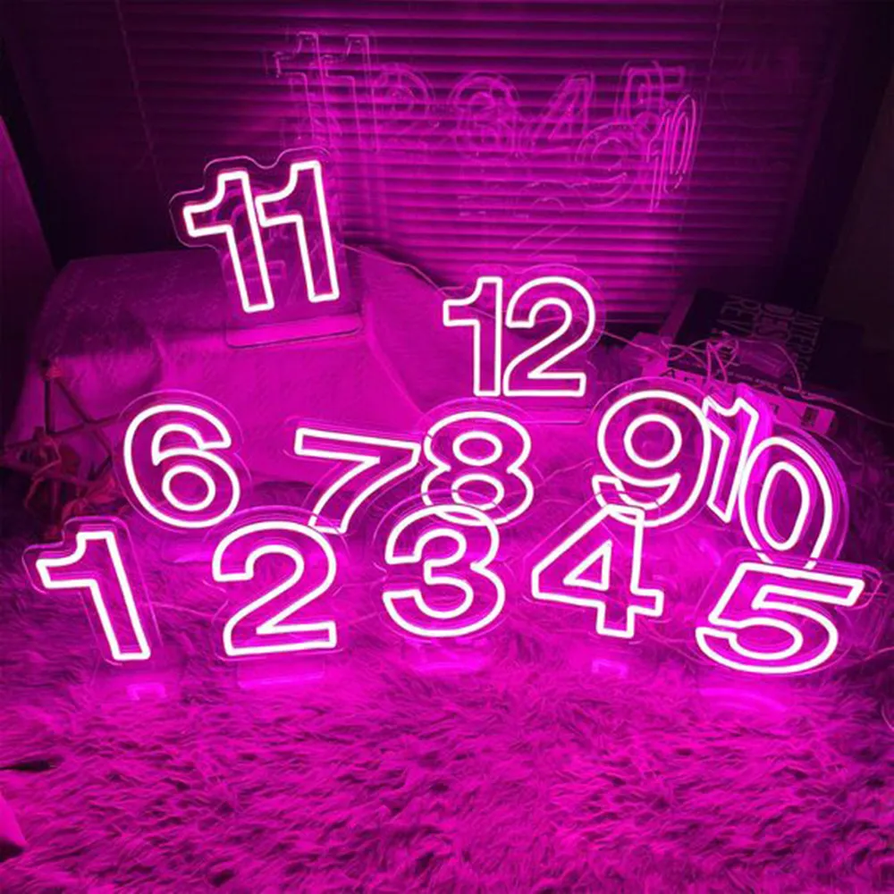 Small LED Neon Light, Number 0 to 9, Birthday Party, Anniversary Event, Home, Bar, Hotel, Art Decor, Small Size