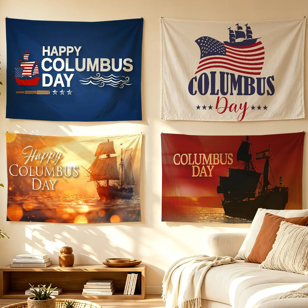 Columbus Day Flag Personalized Banner For Sports Matches Games Parade Rally Holiday Festival Backyard Balcony Club Bar Decor