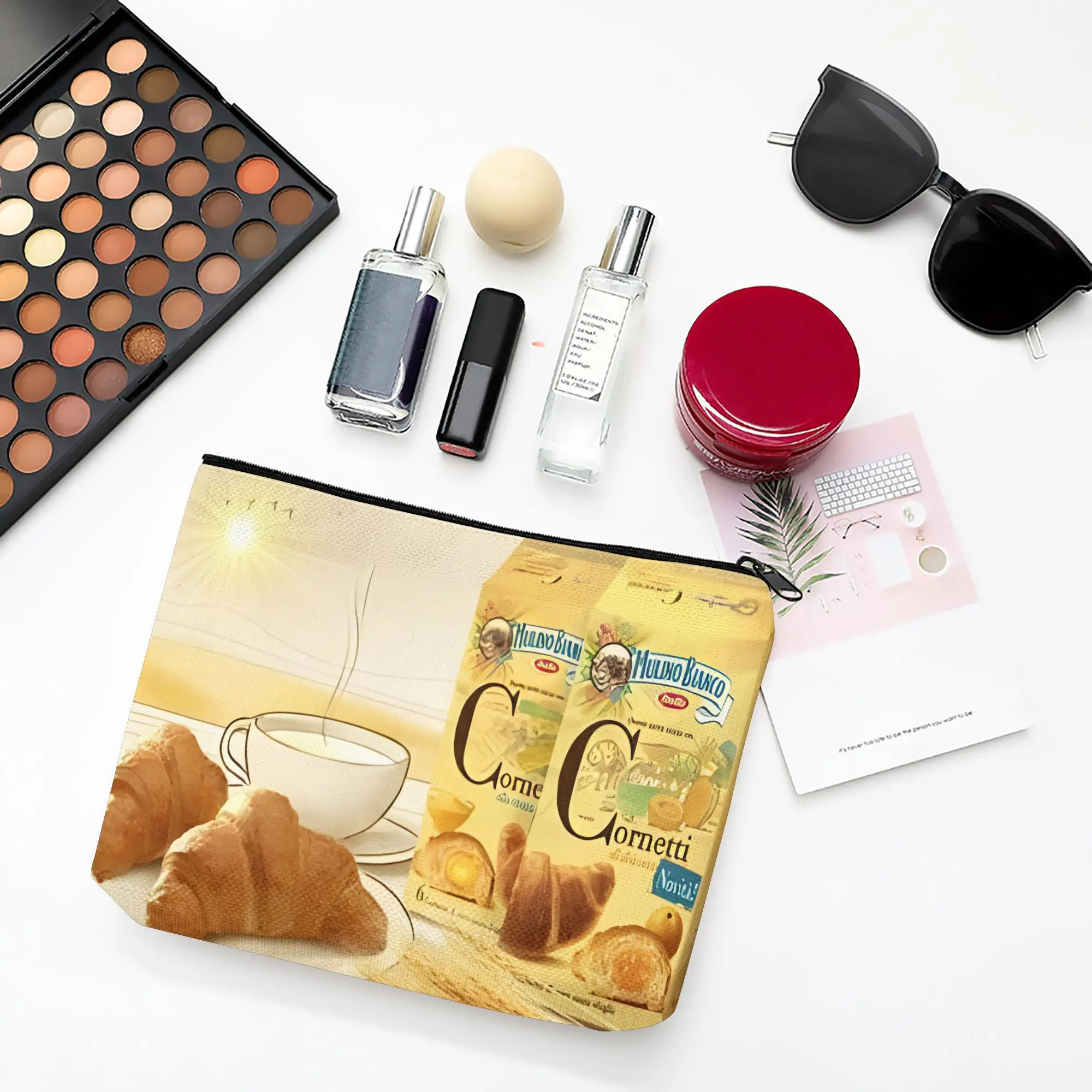 1 Piece of Delicious Breakfast-Themed Makeup Bag - Multifunctional Zipper Pouch for Women, Perfect Travel Zipper Storage Bag, Fun Birthday Gift