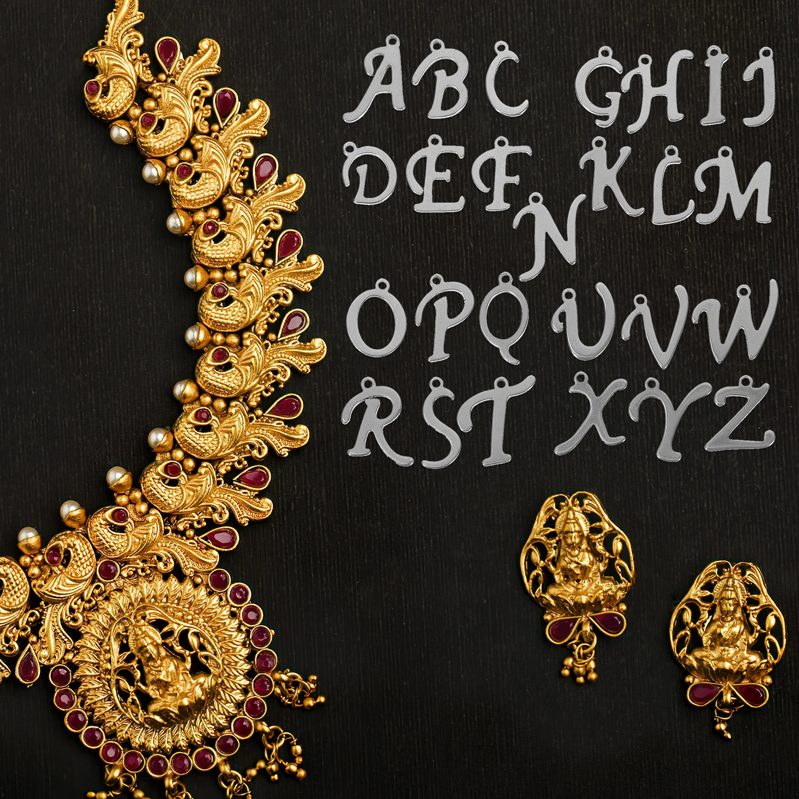 

26 Pcs Steel Letter Charms For Jewelry Making Alphabet Charms DIY Jewelry Making Small Hole Letter Metal Earrings Crafts