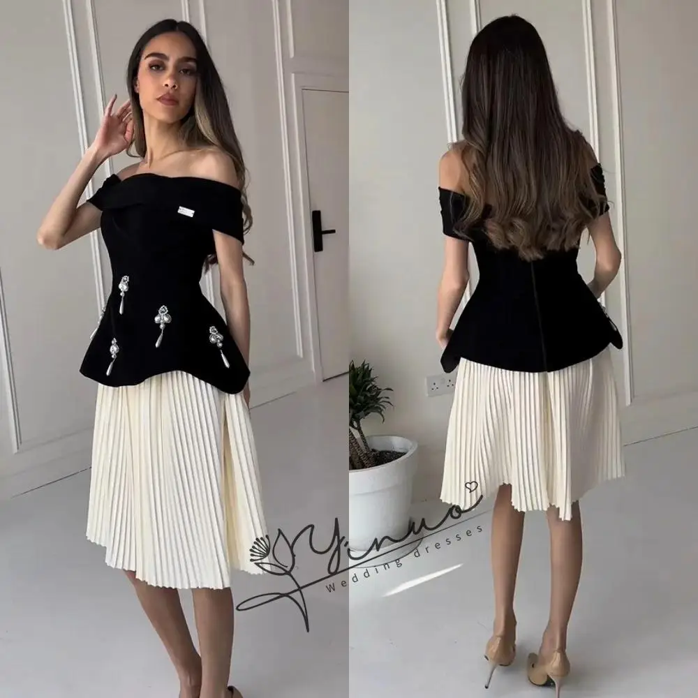

customized Prom S Pearl Celebrity A-line Boat Neck Bespoke Occasion Gown Knee Length Dresses2025