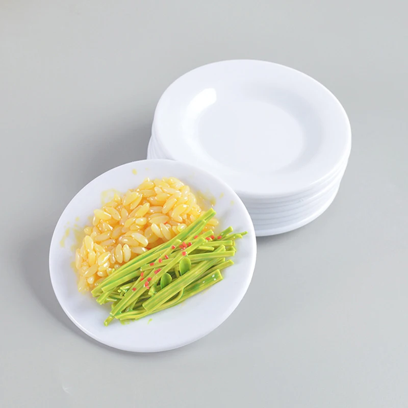 

1pc 9cm Dishes Plate Tableware Dolls House Furniture Miniatures Kitchen Toy Best Gifts For Dollhouse Accessories