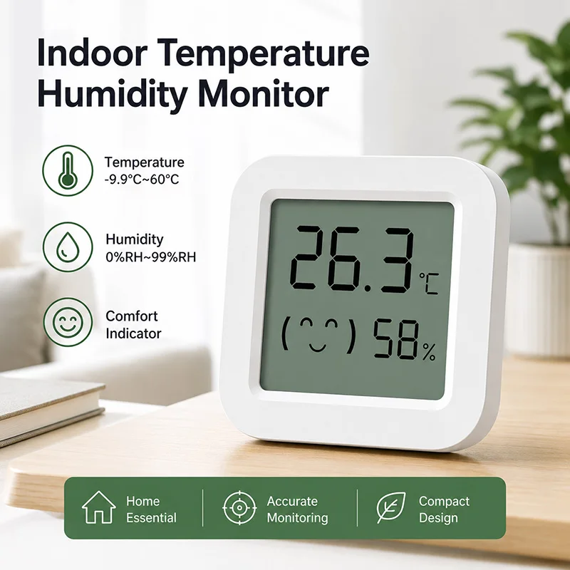 Mini thermomètre hygromètre électronique LCD pour intérieur, extérieur, chambre et bébé