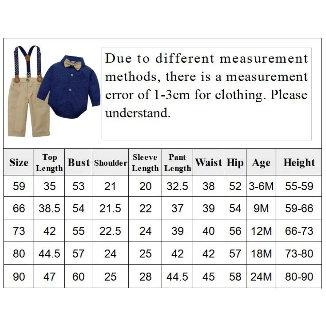 3 6 12 18 24M Infant Bodysuit Sets Formal Wedding Clothing for Baby Boy Outfit Suspender Suit Toddler Kid Birthday Party Costume