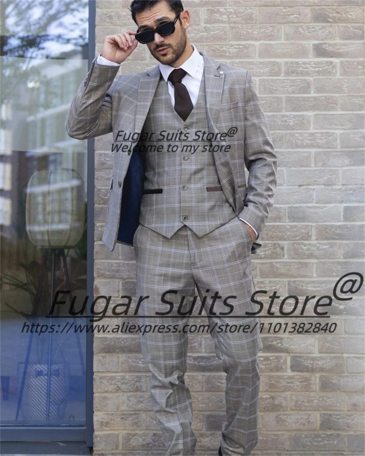 

Customized Slim Fit Palid Men Suits Formal Business Groom Party Blazeres Notched Lapel 3Pcs Sets Male Blazers Formal Ropa Hombre