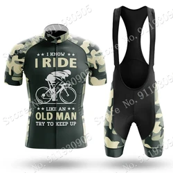 Camouflage Old Man 2023 Cycling Jersey Set Summer Bicycle Ride Clothing Road Bike Shirts Suit Bicycle Bib Shorts MTB Ropa Maillo