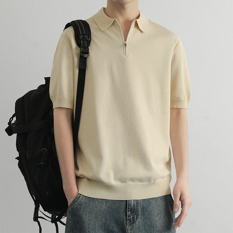 

Высококачественная вязаная кофта для мужчин, повседневная, легкая, однотонная, весенне-осенняя, на молнии, трикотажная.