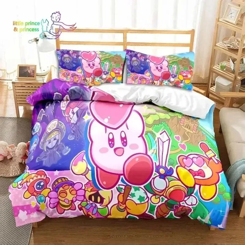 Parure de lit Kirbys imprimée en 3D, dessin animé Kawaii, simple, double, Queen, King Size, pour adulte et enfant, cadeau de literie pour chambre à coucher