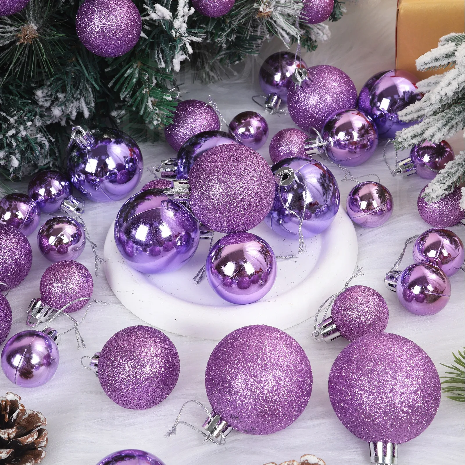 44PCS Gold Christmas Ornaments Set: Elegant Matte & Glitter Baubles For Holiday Decorations Hanging Xmas Home 2026 New Year