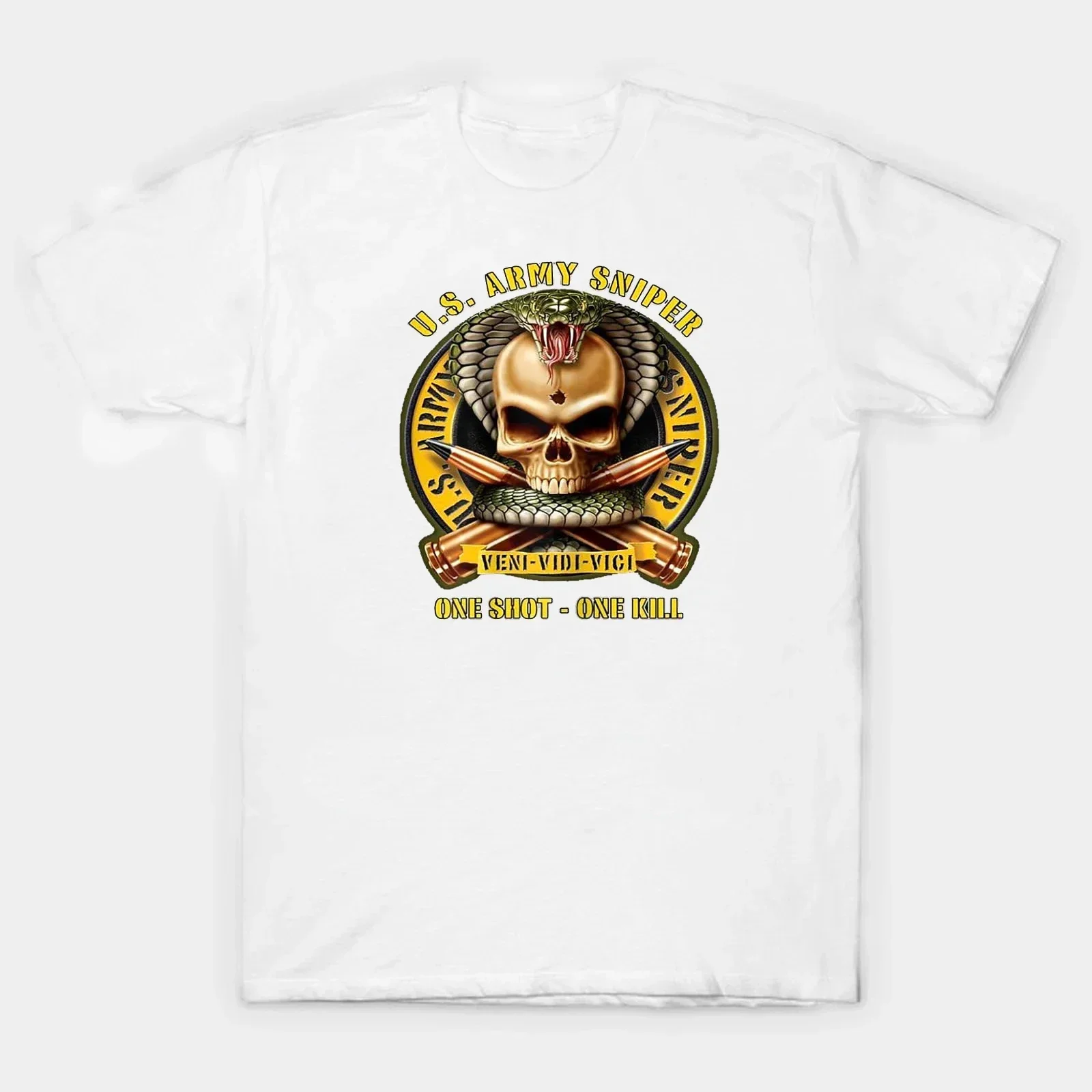 One Shot One Kill US Army Sniper T-Shirt 100% Cotton O-Neck Summer Short Sleeve Casual Mens T-shirt Size S-3XL