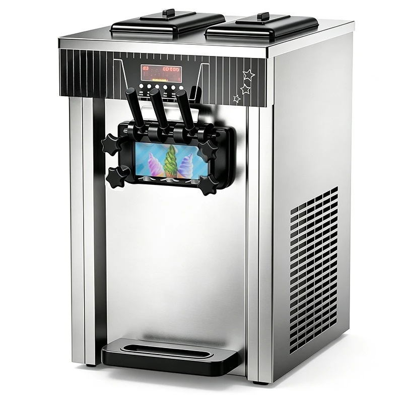 Commercial small vertical cone ice cream machine, desktop three-color