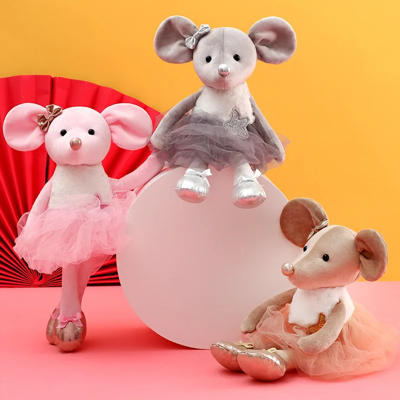 1Pcs 39CM Cartoon Animal Cute Ballet Mouse Plush Toys Fun Lovely Soft Stuffed Dressing Mouse Dolls Birthday Gifts Toys For Girls