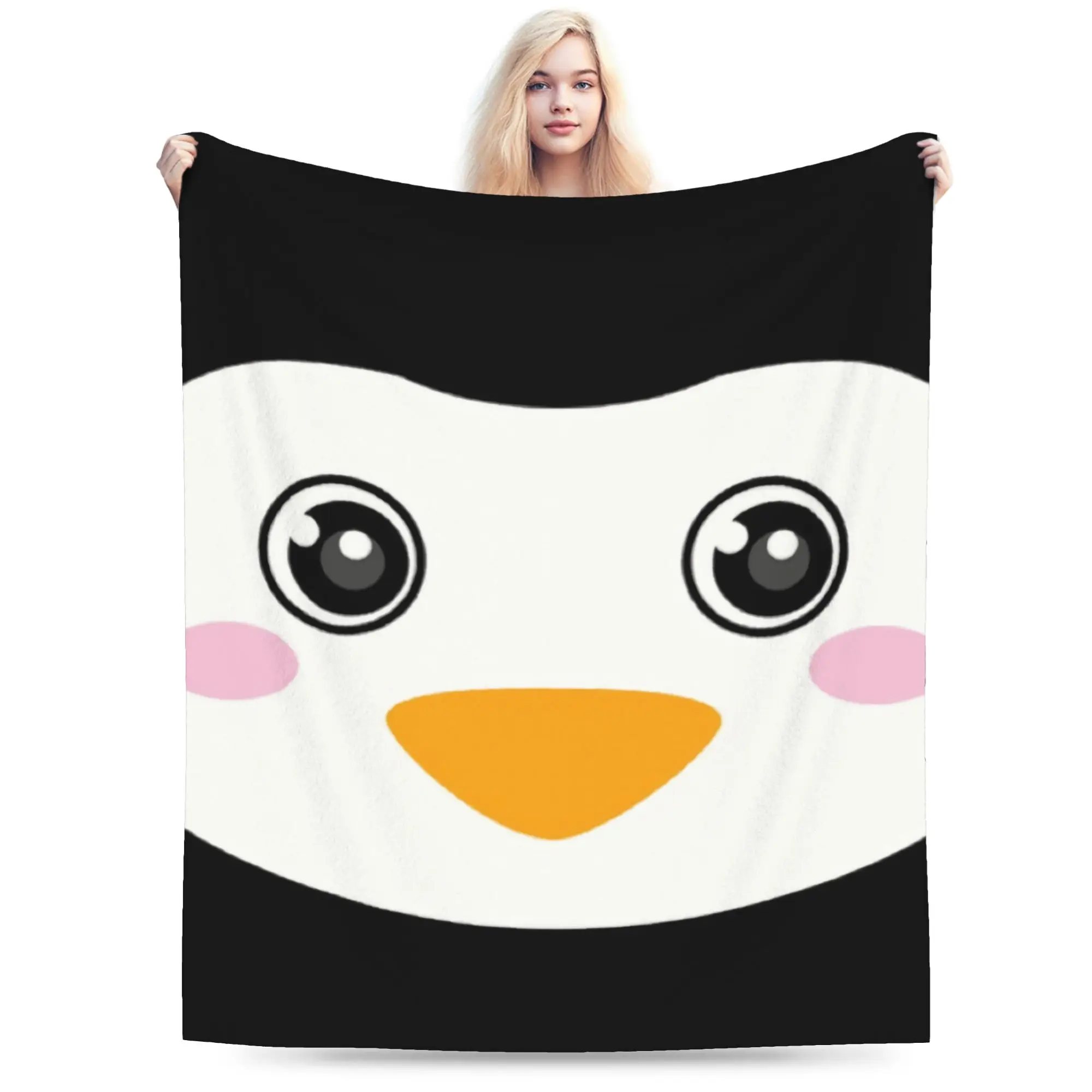 Custom 3D Printed Little Penguin Blankets Breathable Soft Flannel Sprint Cartoon Throw Blanket for Couch Car Bedroom