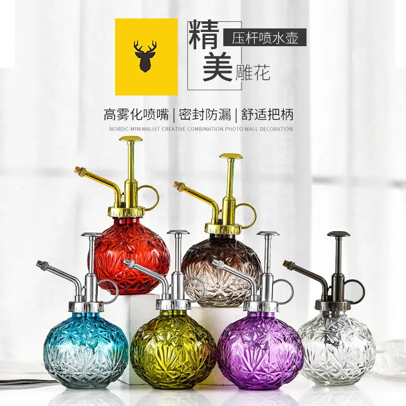 Relief Snowflake Glass Watering Can Gardening Household Sprinkler Sprayer Watering Watering Can Bathroom Decoration Ornaments