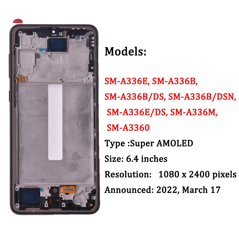 6.4\'\' OLED Display For Samsung A33 5G LCD A336 Touch Screen Digitizer Assembly For Samsung A33 5G  A336B LCD Display