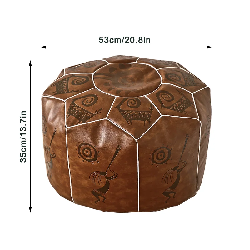 Moroccan Leather Pouf Handmade Leather Pouffe Luxury Pouf Ottoman Footstool Hassock Real Natural Goat Leather - Unstuffed