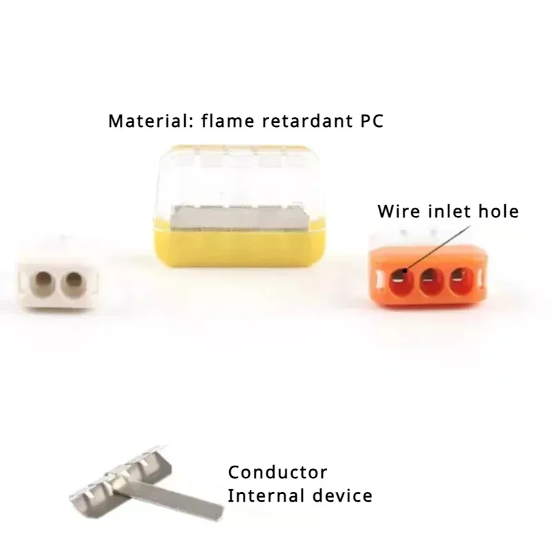 DIY 2/3/5 Pin Mini Conductor Fast wire Connector splicing Terminal Block Universal Compact Push-in Wiring Connector AWG 20-14