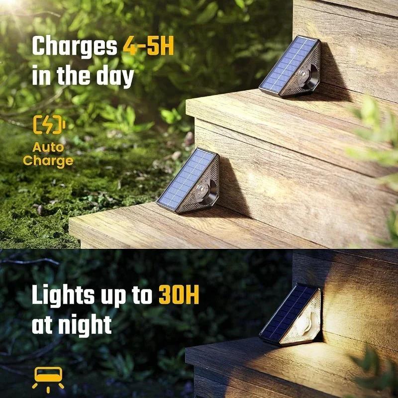LED Step Lamp Stair Light Outdoor IP67 Waterproof Solar Light with Lens Anti-theft Design Decor Lighting for Garden Deck Path