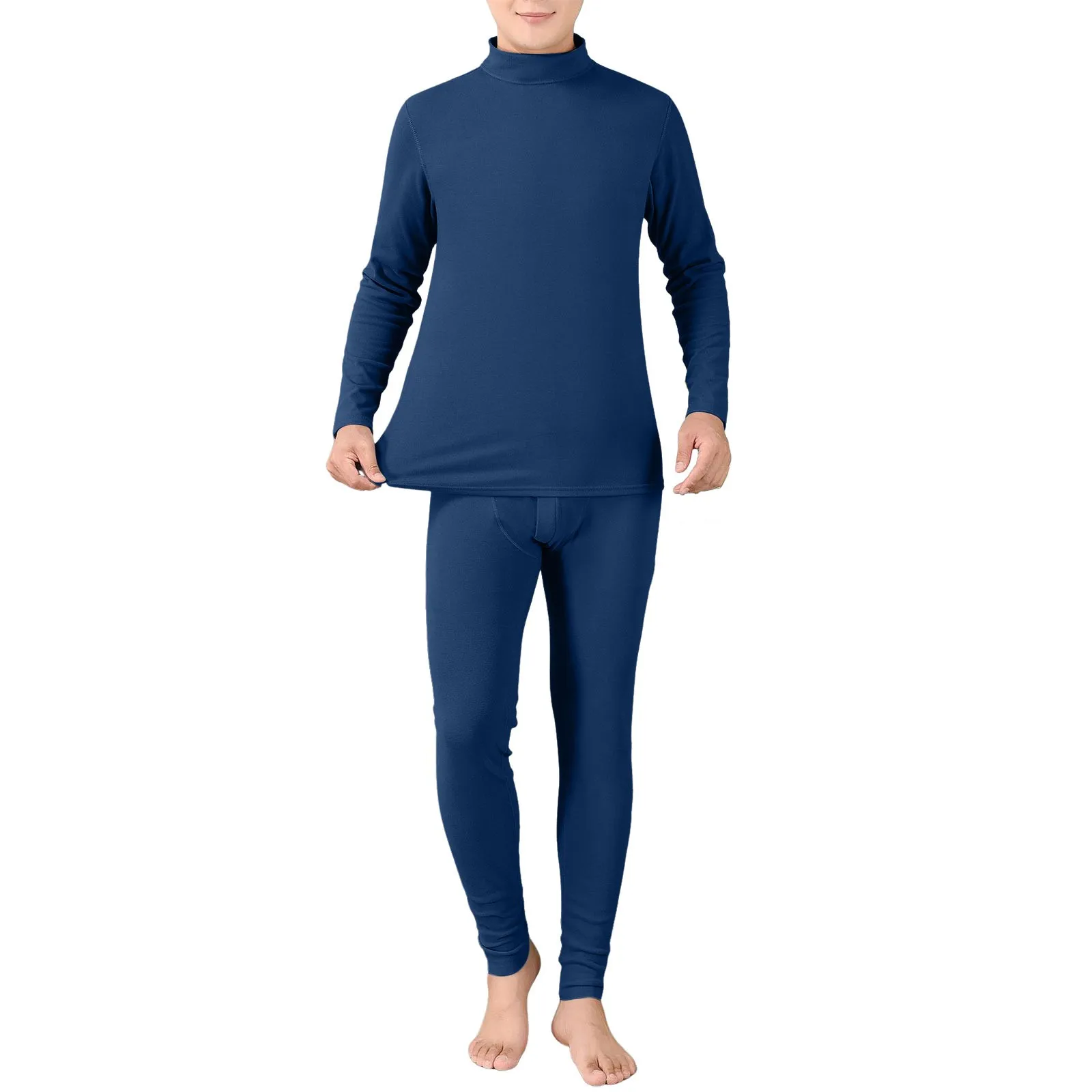 Winter Thermal Underwear Set For Men Thickened Bottom Shirt Long Johns 2pcs Thick Pajamas Suit Inner Wear male Basic Clothing