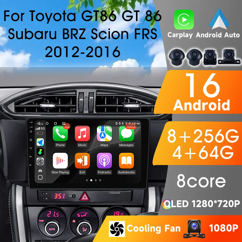 

2Din Android 16 Car Multimedia Player For Toyota GT86 GT 86 Subaru BRZ Scion FRS 2012-2016 Carplay Auto Car Radio FM GPS Radios