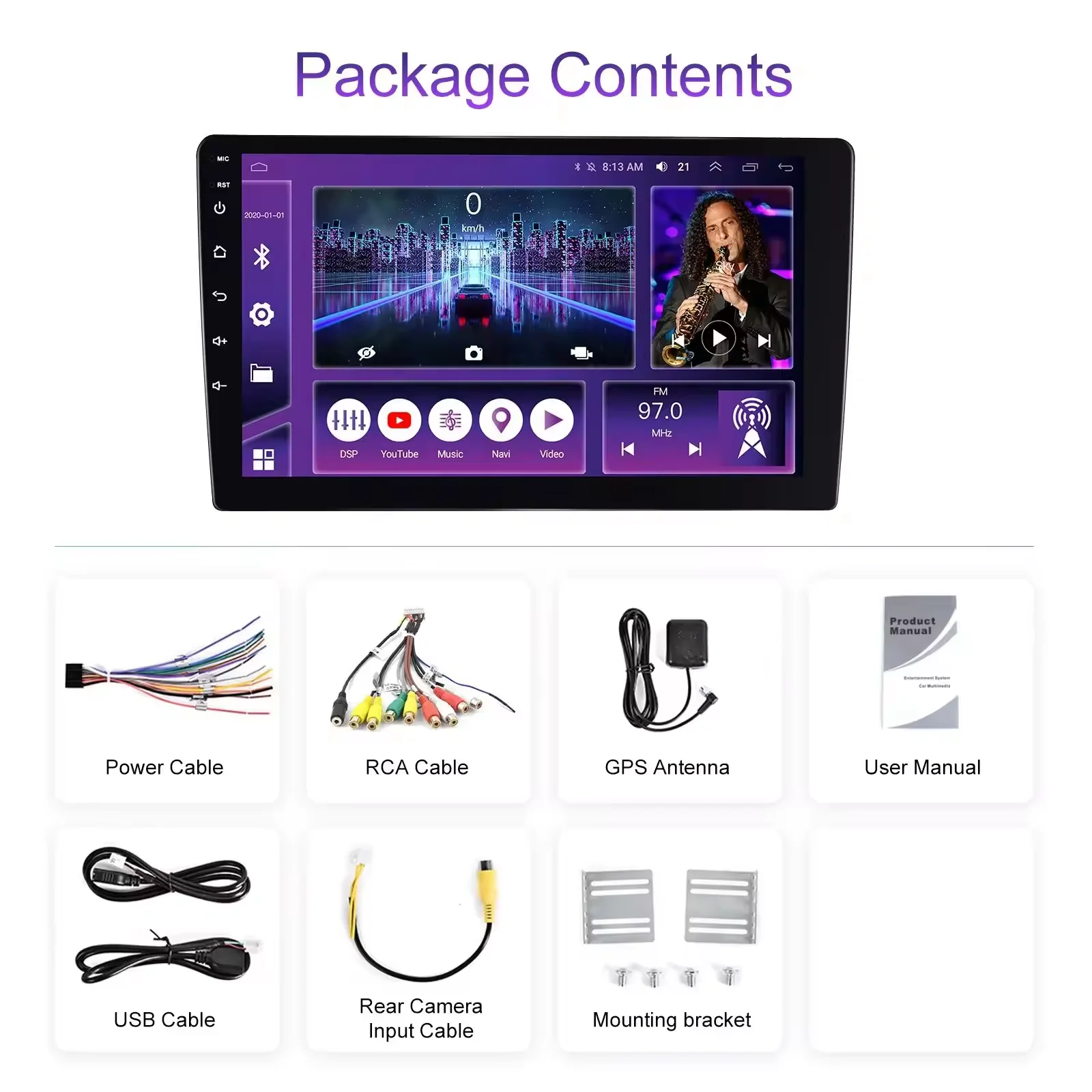 Android 9 Inch Car Universal Radio 7862 Octa Core Multimedia Player Gps Navigation Touch Screen Carplay 8+256GB Apple Carplay
