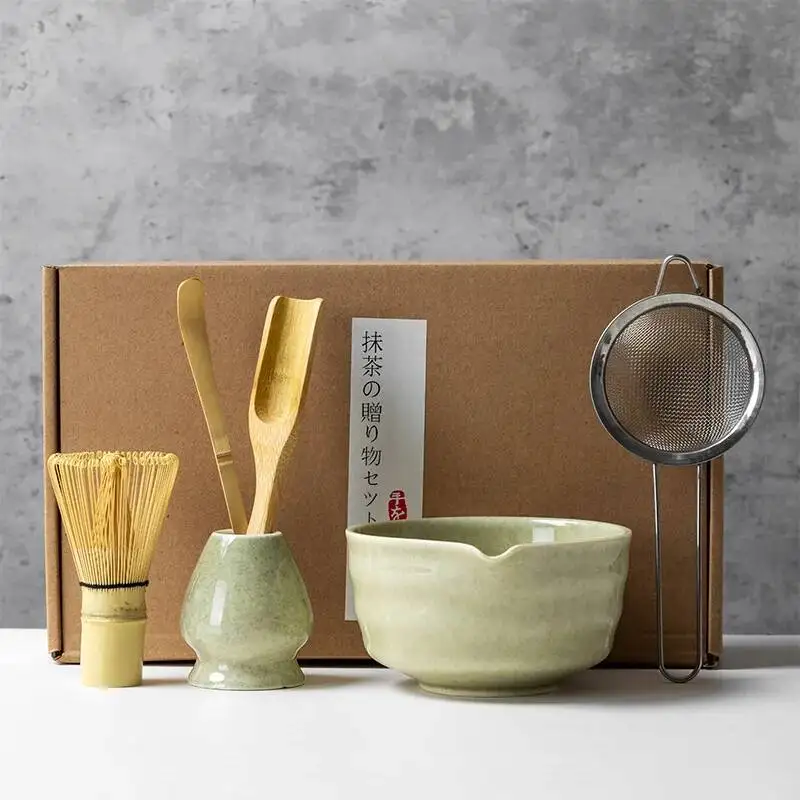 4/5/6PCS Matcha Set Bamboo Whisk Teaspoon Ceramic Bowl Tranditional Tea Sets Home Tea-Making Tools Accessories Birthday Gifts